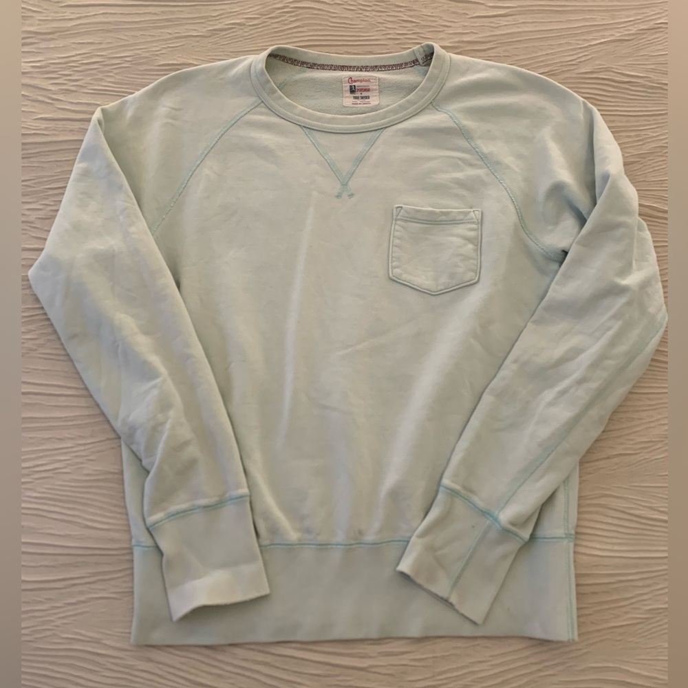 Champion x Todd Snyder Mint Green Terry Crewneck Sweatshirt, made in Canada